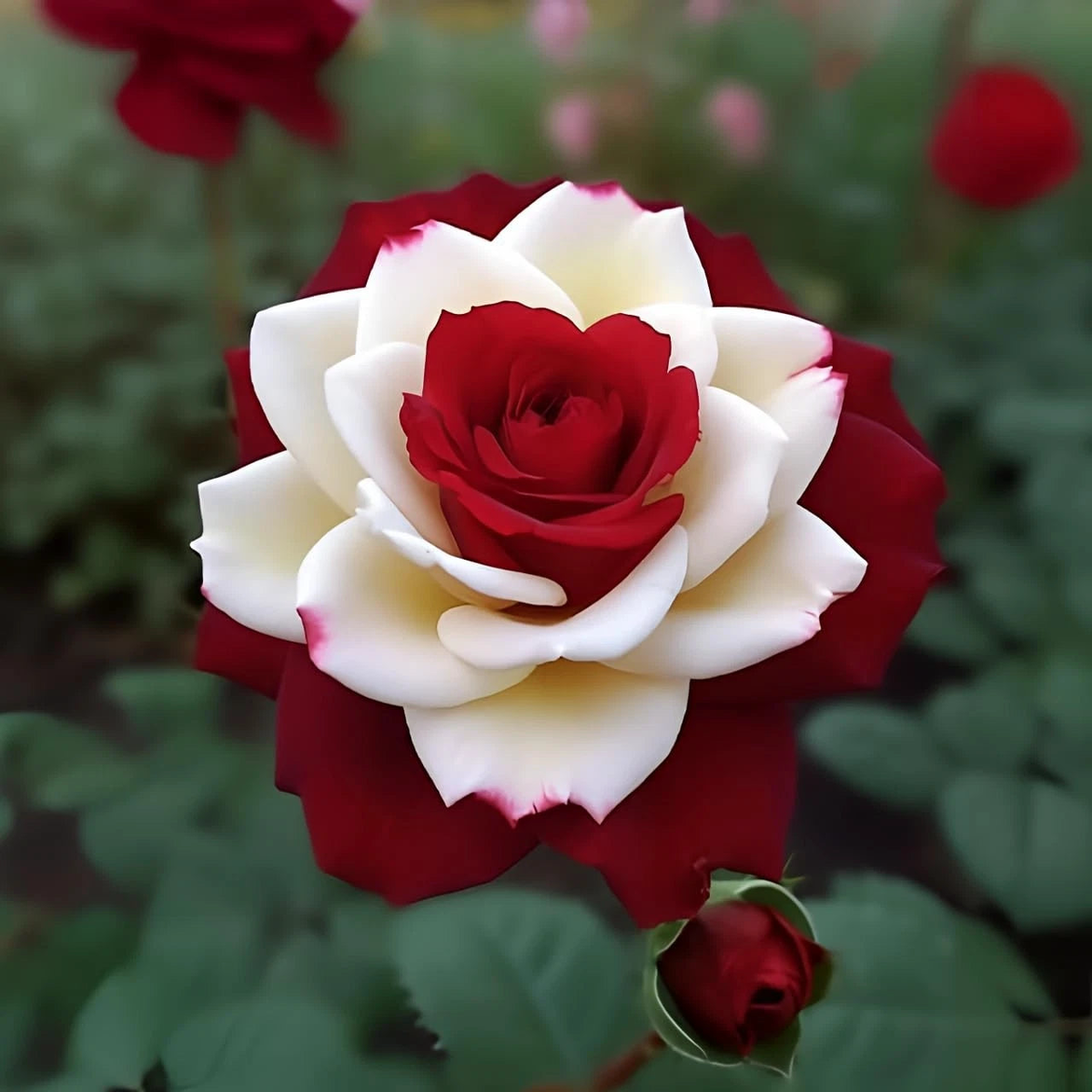 DouxiE Rare Twin Red White Rose Flower Seeds for Planting Heirloom, Non-GMO, High Germination Organic Garden Seeds