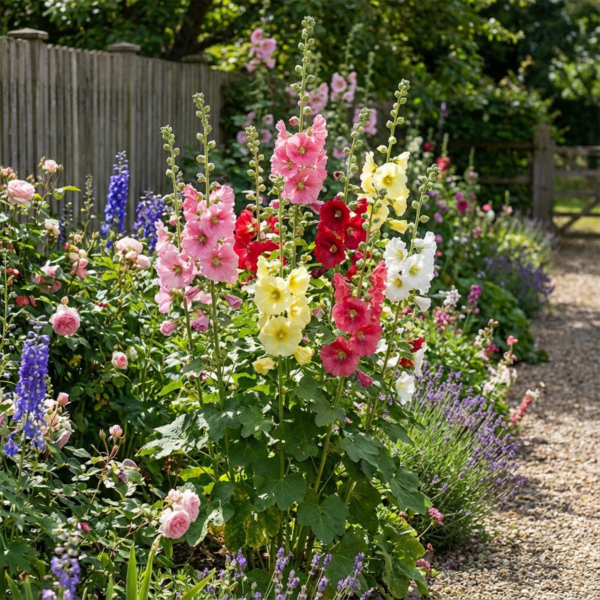 Hollyhock Mix Seeds for Planting Vibrant Flower Garden Blooms