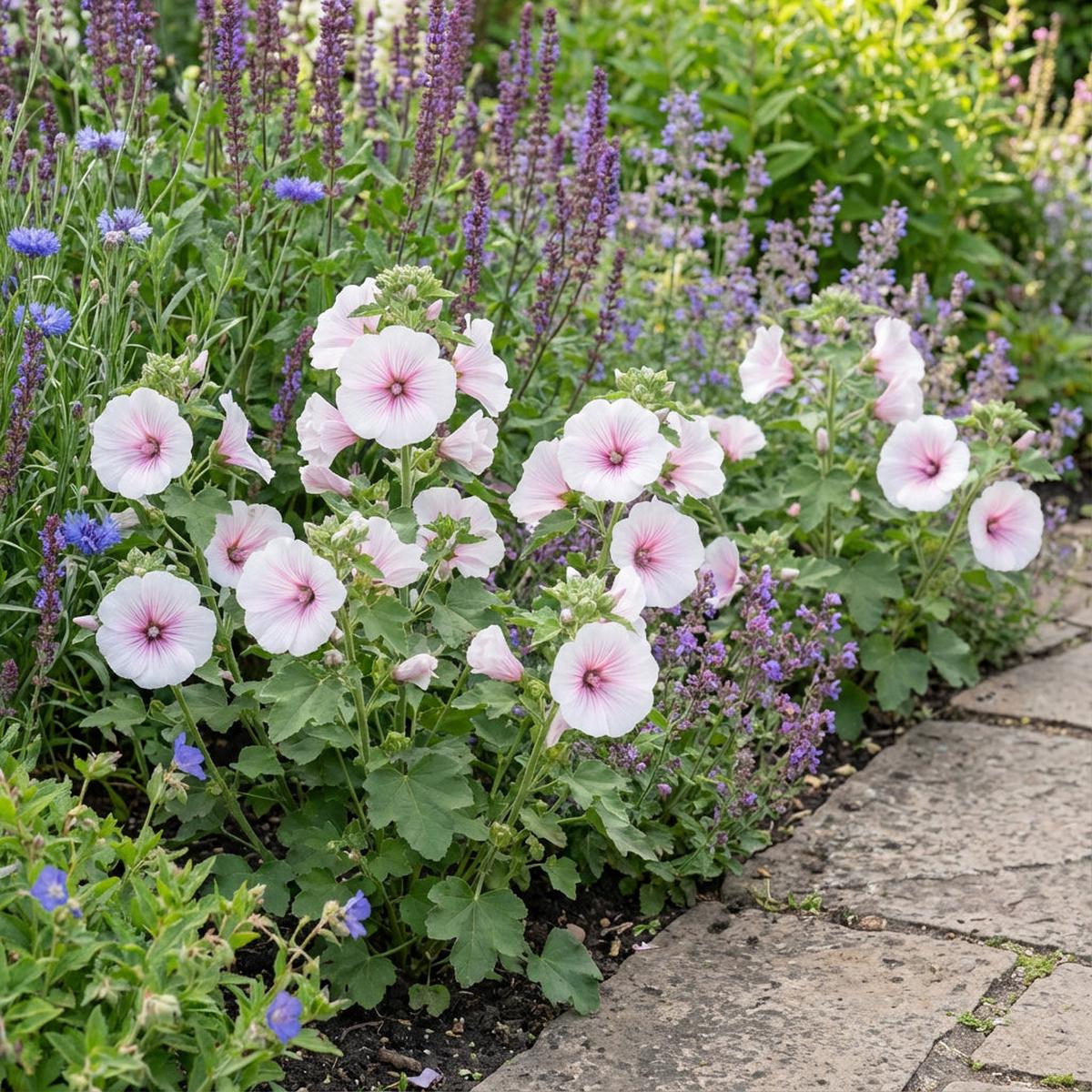 White Pink Lavatera Flower Seeds for Planting Seed for Lush Blooms, Perfect for Elegant Garden Displays