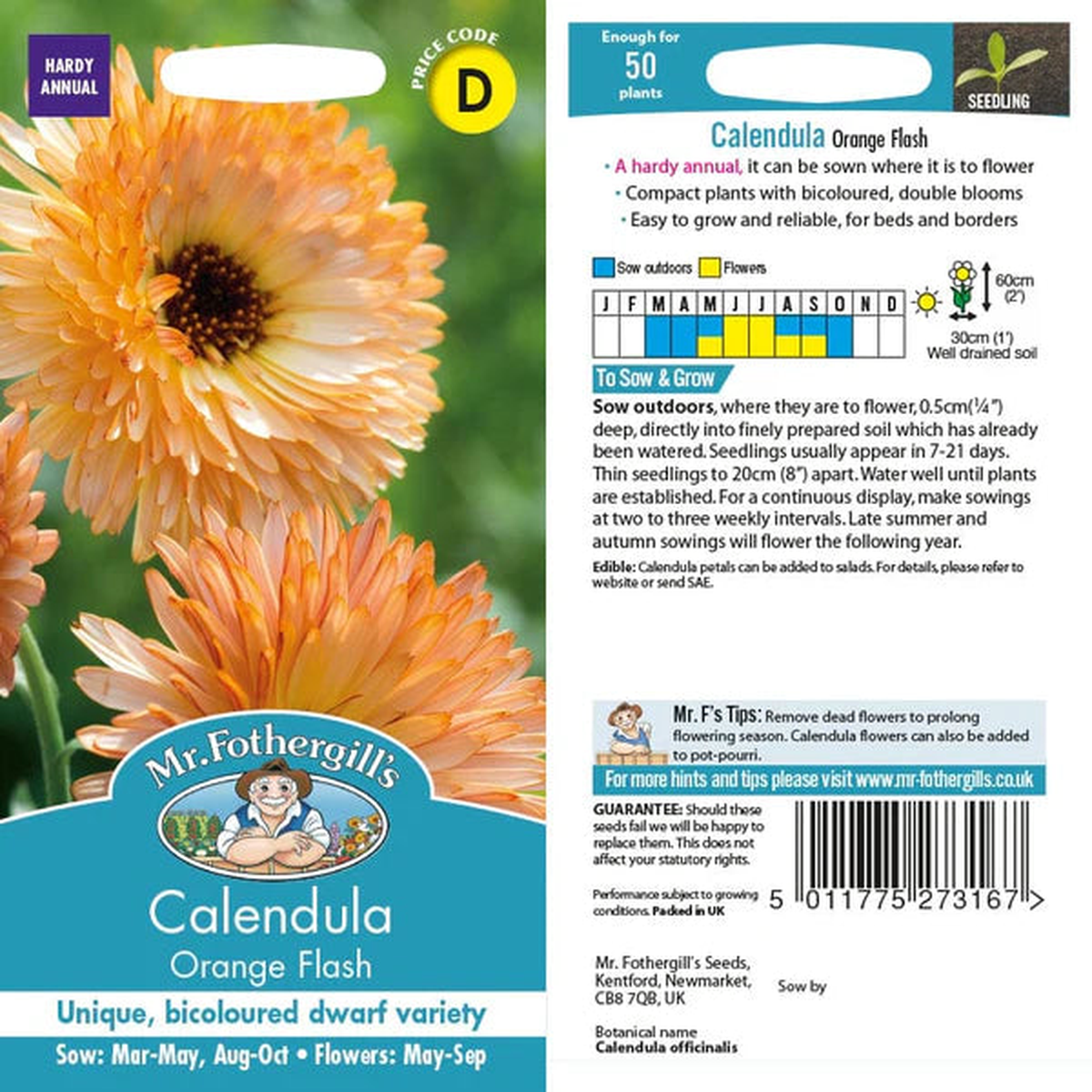 Mr Fothergills Calendula Orange Flash Seeds