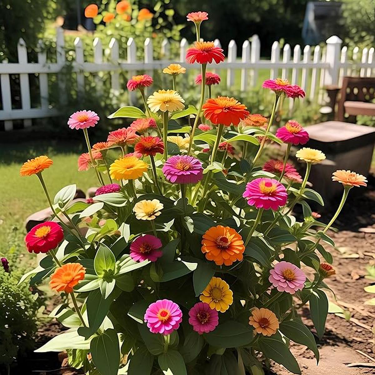 Zinnia Double Mixed Flower Seeds for Planting  Perfect for Borders, Heirloom, Non-GMO Home Garden