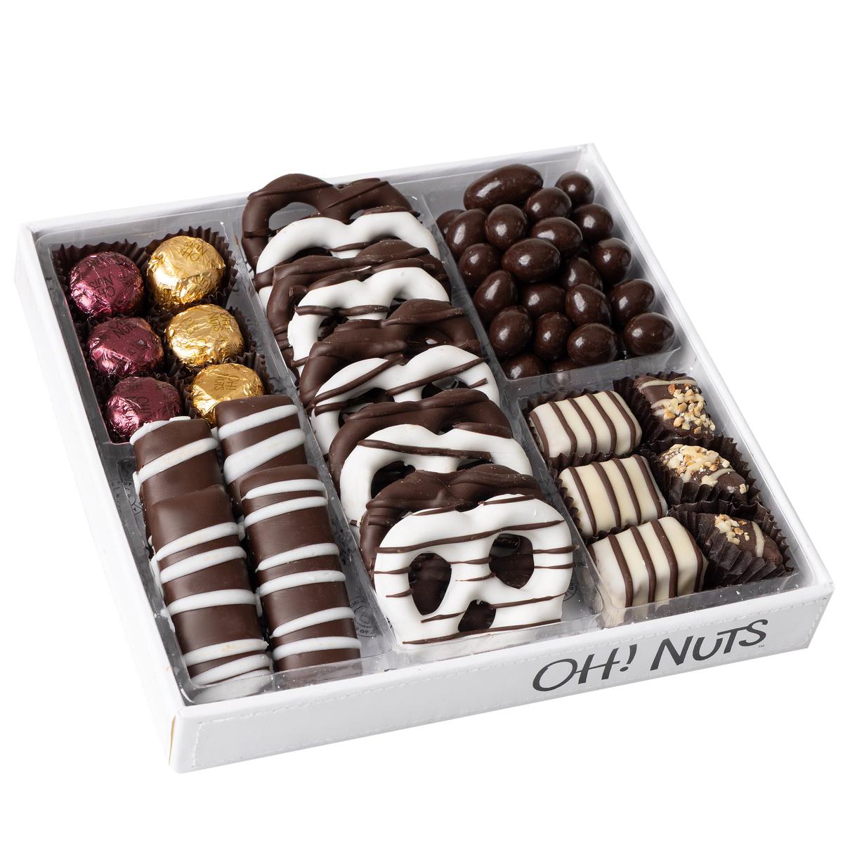 Bottom Line MED - White Leather Chocolate Mishloach Manos Gift Tray