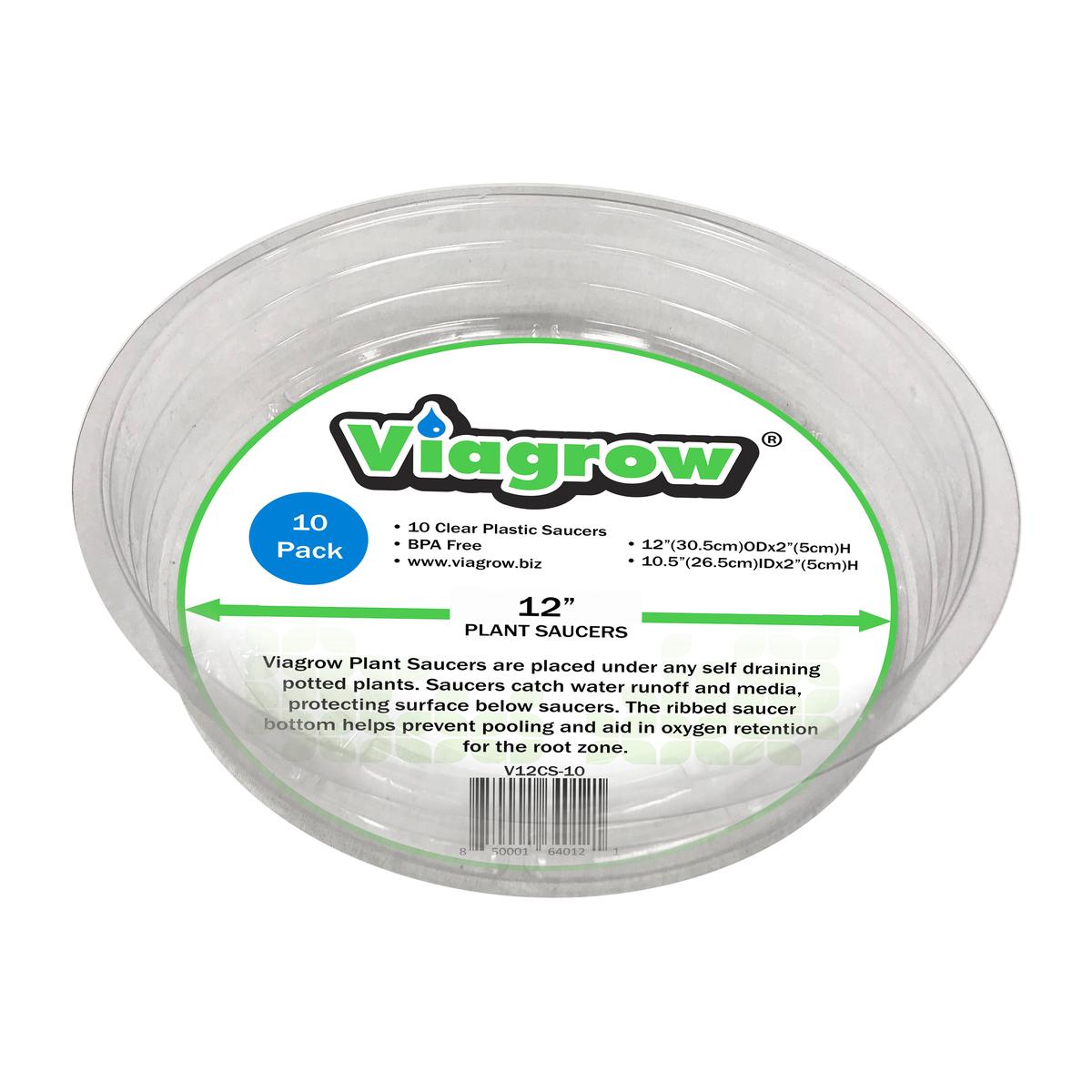 Clear Plastic Round Saucer Waterproof Indoor/Outdoor Tray for Planters and Pots (Pack) - 12" (10 Pack)
