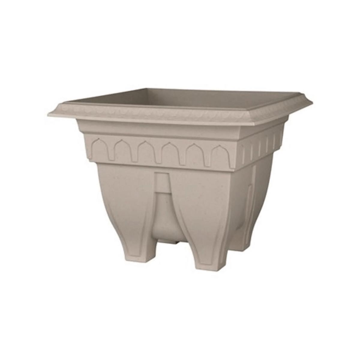 DCN Plastics Azura classic design square patio planter Granite 15"
