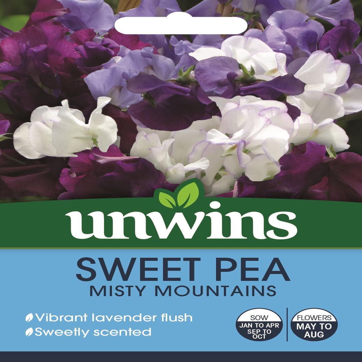 Unwins Sweet Pea Misty Mountains 21 Seeds