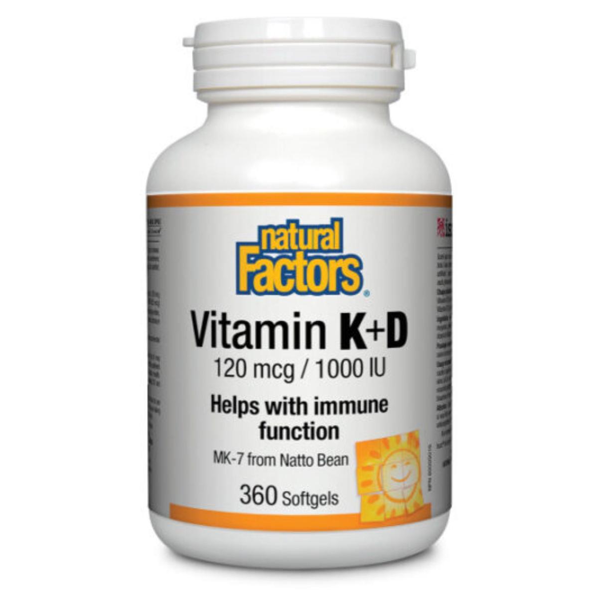 Natural Factors Vitamin K2+D3 360 Softgels