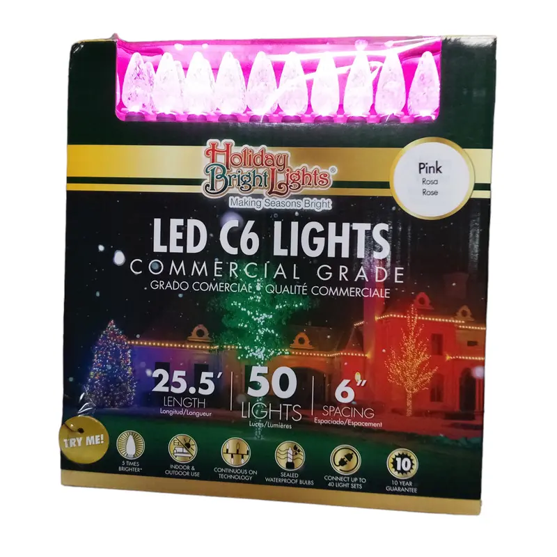 Holiday Bright Lights, 50 LED Light Set, Pink, C6