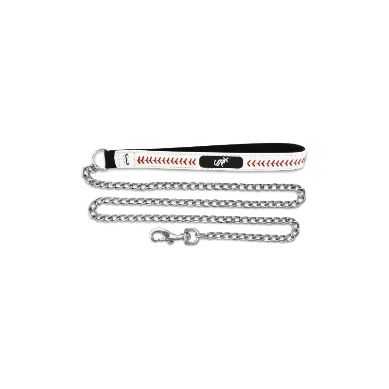 4' White Sox Leather Leash, Medium