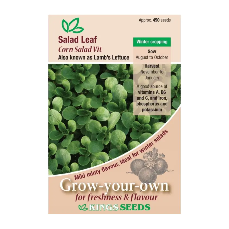 Kings Seeds Salad Leaf Corn Salad Vit (Lambs Lettuce) 450 Seeds