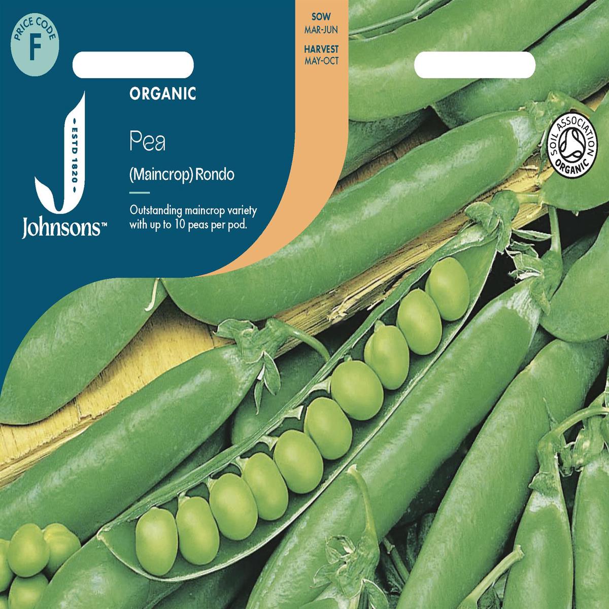 Johnsons - Organic Vegetable - Pea (maincrop) Rondo - 150 Seeds