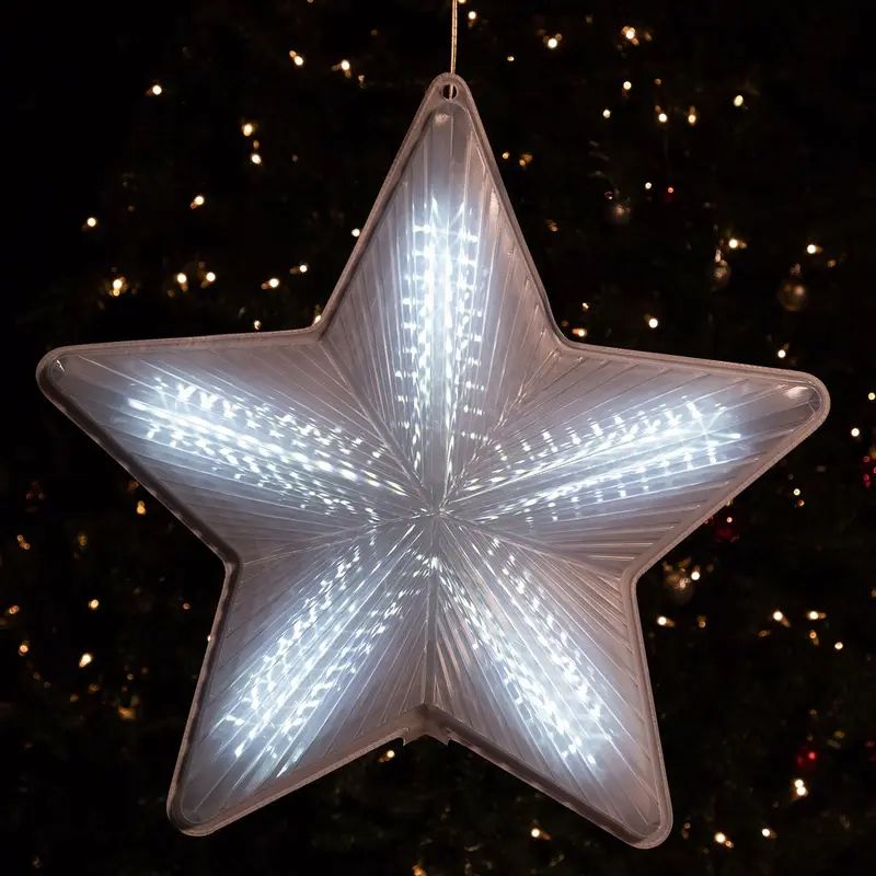 Alpine Corp. 19" 3D Star Hanging Decoration w/ 45 LED Lights