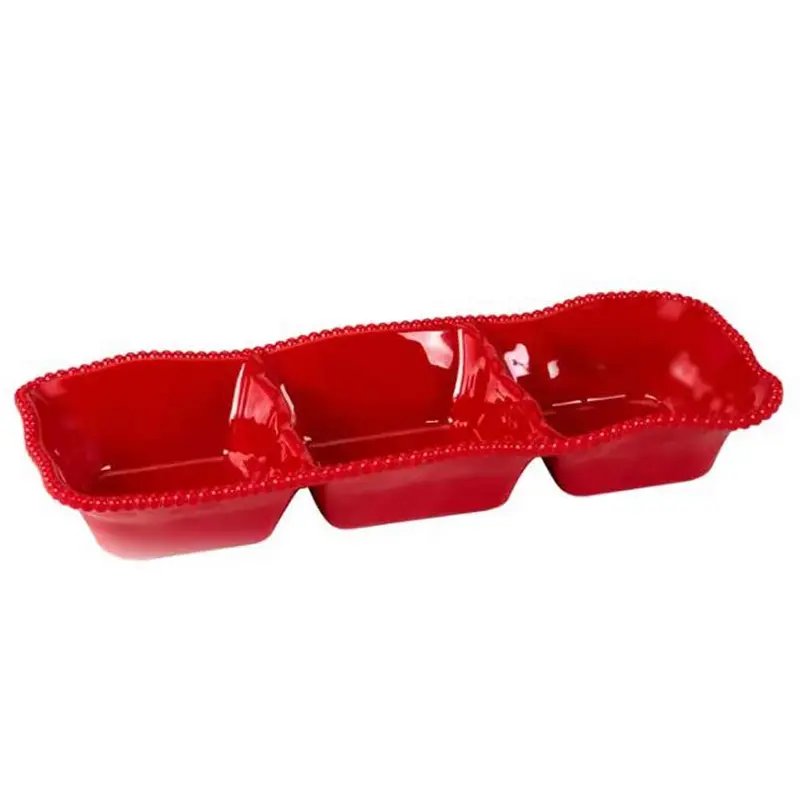 Certified International, Perlette Red 3 Section Server