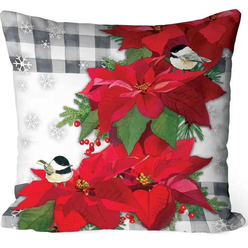 Custom Decor Poinsettia Cascade Pillow, 17"x17"