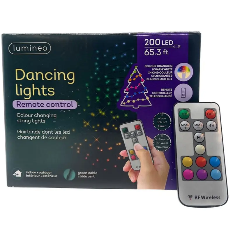 Lumineo, 200 LED Color Changing Dancing Lights Green Wire