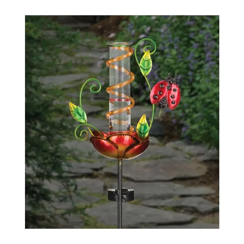 Rain Gauge Solar Stake-Ladybug