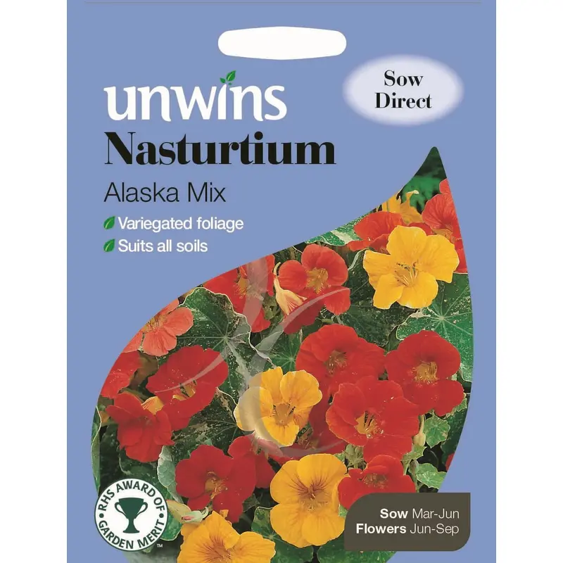 Unwins Nasturtium Alaska Mix 30 Seeds