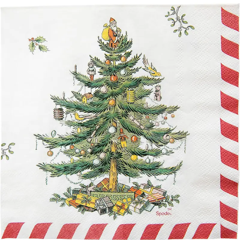 CR Gibson, Candy Cane Christmas Tree Lunch Napkins, 20pk