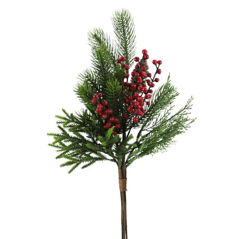 Direct Export, Mix Pine Berry Cone Bush X5, 19.5"