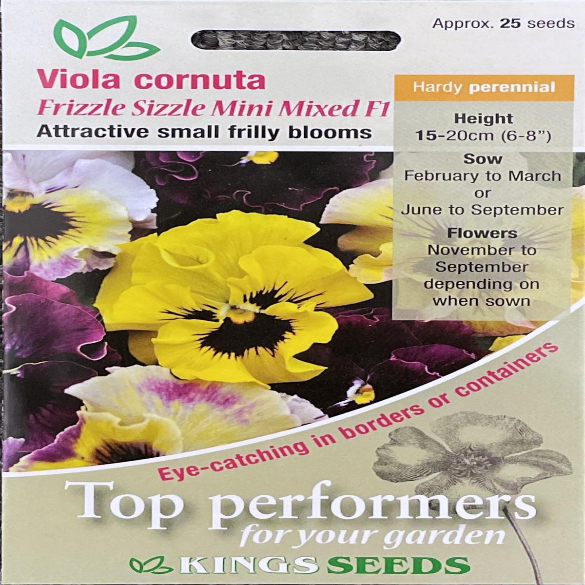 Kings Seeds Viola Frizzle Sizzle Mini Mixed F1 Seeds