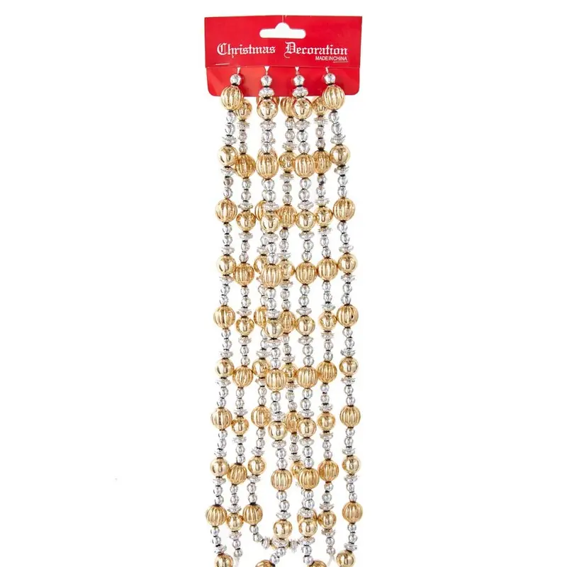 Kurt Adler 9 ft. Shiny Silver and Gold Beaded Garland