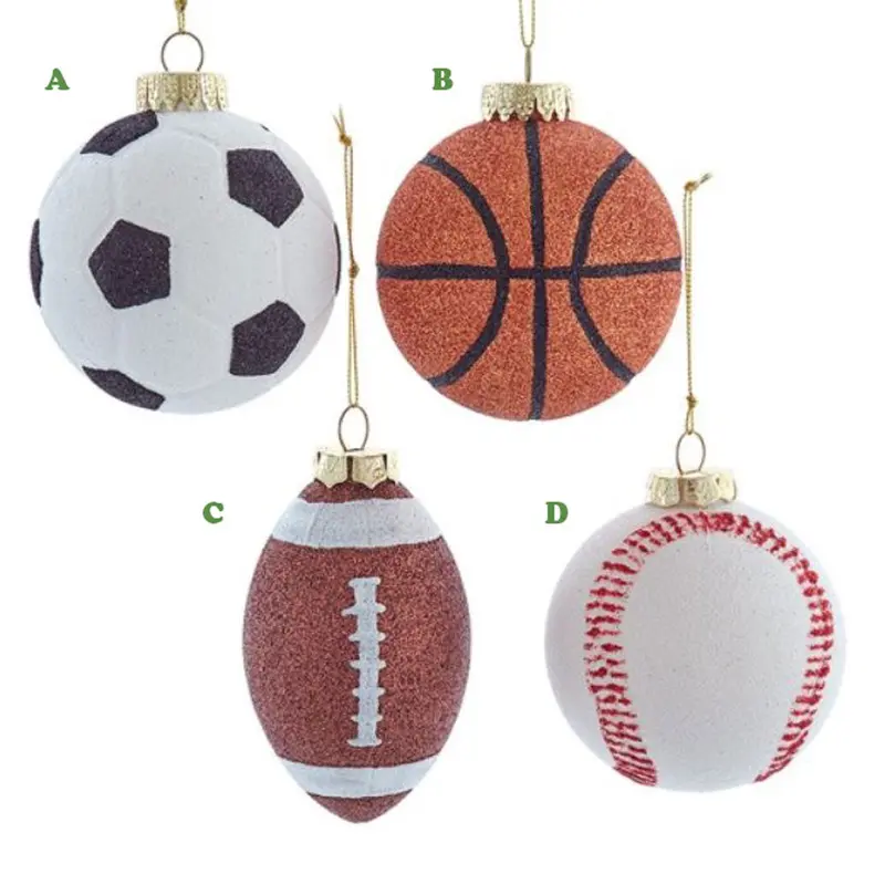 Kurt Adler, Sports Shatterproof Ball Ornament, Assorted & Sold Separately