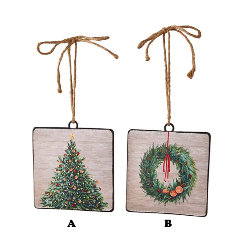 Raz Imports, Tree or Wreath Disc Ornament, Iron /Jute, 5"