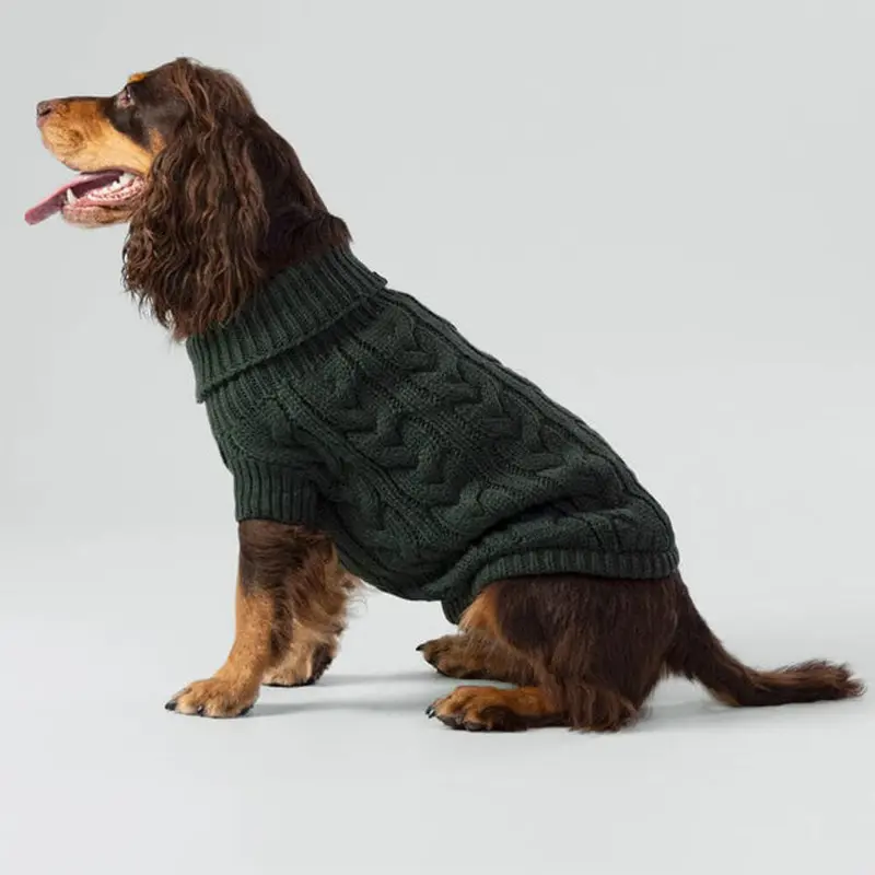 Ethical Pet, Twisted Cable Sweater, Forest Green