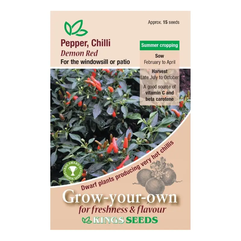 Kings Seeds Chilli Pepper Demon Red 15 Seeds