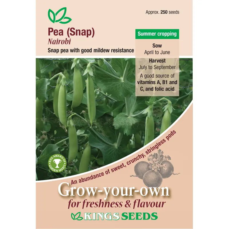 Kings Seeds Pea (Snap) Nairobi 250 Seeds