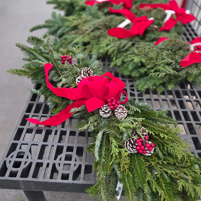 Premium Decorated Window/Mantle Swag, Fresh Greenery Arrangement