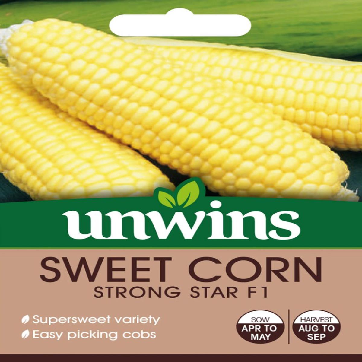 Unwins Sweetcorn Strong Star F1 Seeds  Super-Sweet Early Hybrid