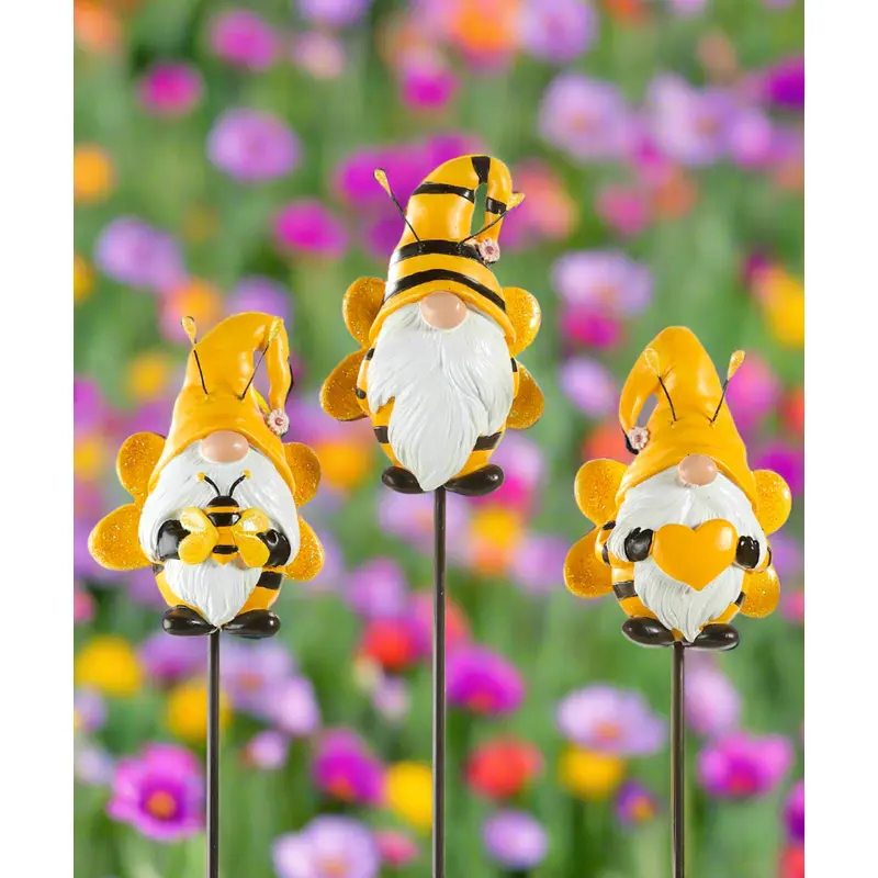 Bee Gnome Plant Pick - 3 Assorted