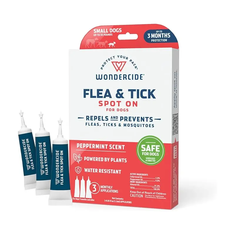 Flea & Tick Dog Spot On - 3 Months Protection, Peppermint, Small Dogs