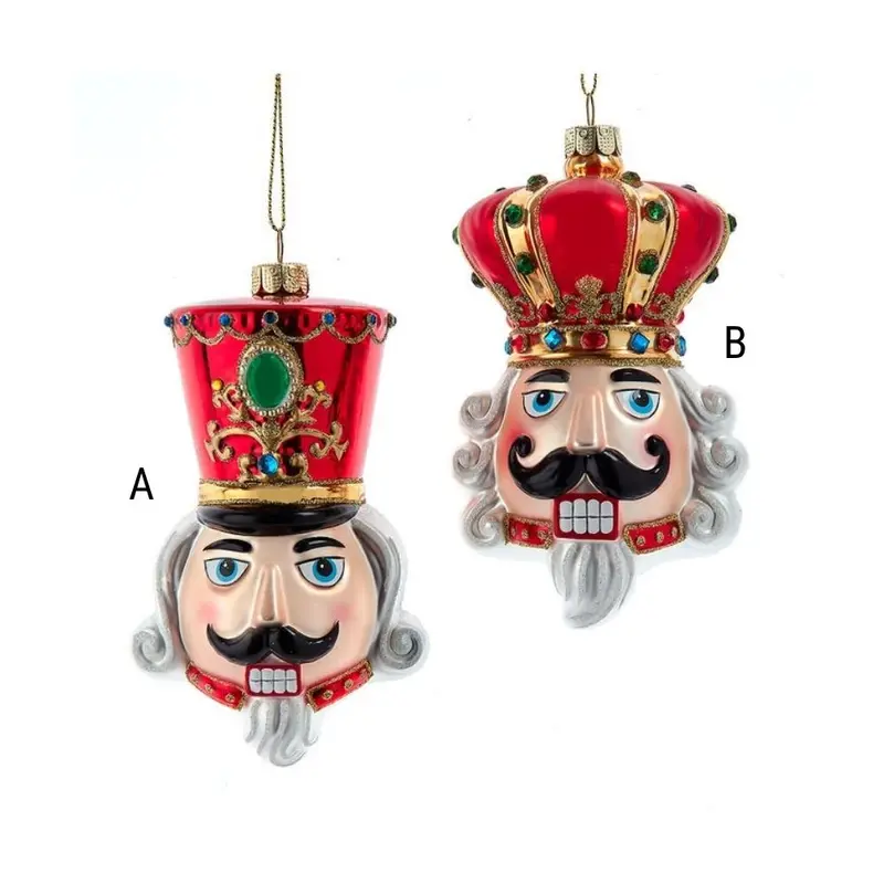 Glass Nutcracker King Head Ornament, Assorted and Sold Separately