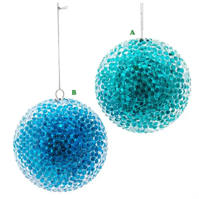 Kurt Adler, Bead Ball Ornament, 90MM, Teal or Blue
