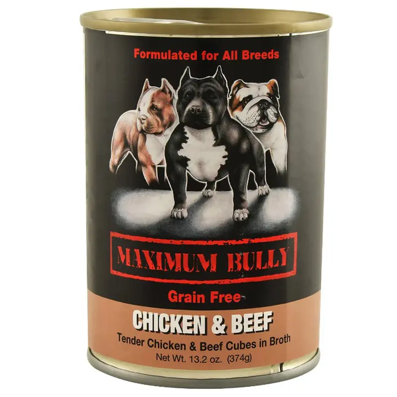 Maximum Bully, Chicken/Beef Cubes in Broth, 13.2 oz.