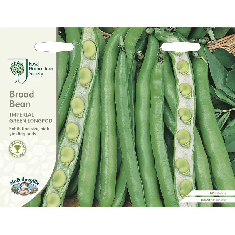 Mr Fothergills RHS Broad Bean Imperial Green Longpod 50 Seeds