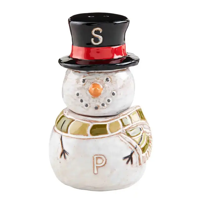 Mud Pie, Snowman Salt & Pepper Set, Stacked