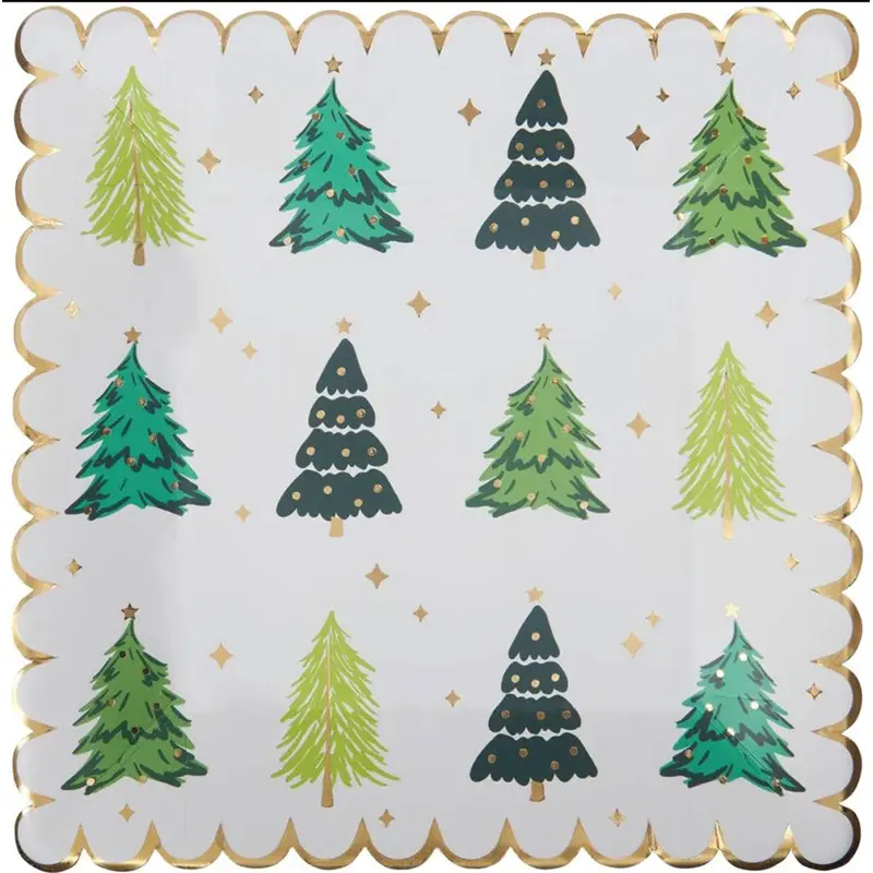 CR Gibson, Holiday Foil Trim Dinner Plate, 8pk