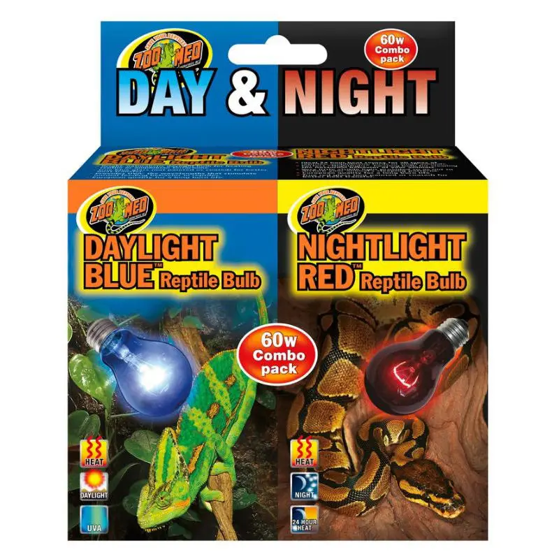 Day & Night Reptile Bulb Combo Pack, 60 Watt