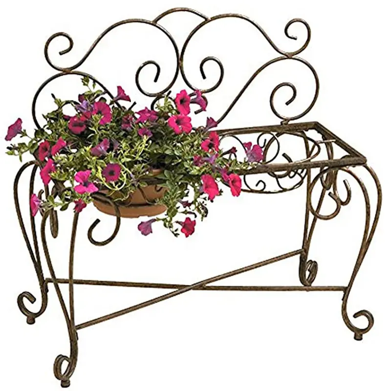 Deer Park Ironworks, 2-Pot Bench Planter, Metal, 20 lbs.