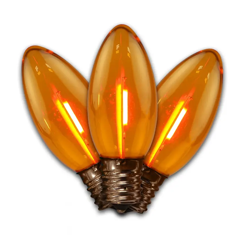 Holiday Bright Lights LED Filament C9 Bulbs, 25 Count, Orange