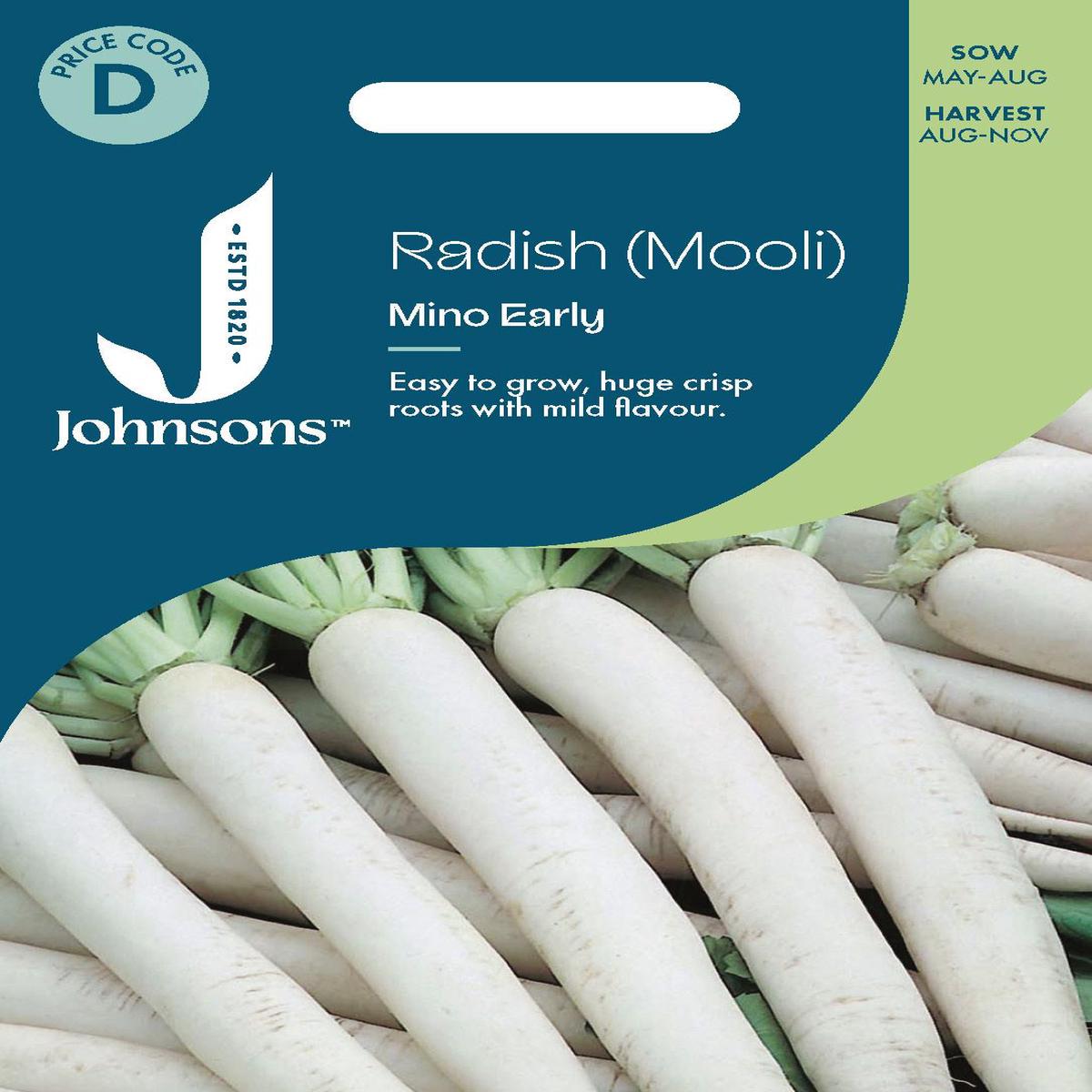 Johnsons - Radish (mooli) Mino Early - 150 Seeds
