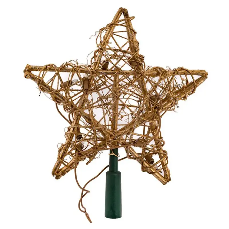 Kurt Adler, Rattan Star Tree Topper, Gold, 10L