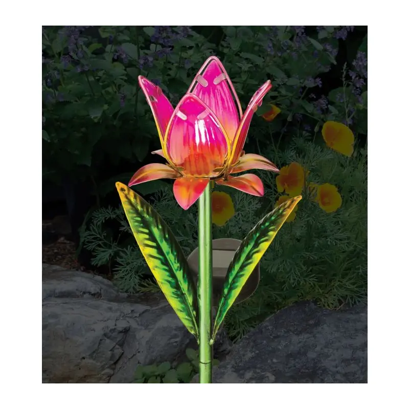 Mini Solar Garden Stake Pink Tulip