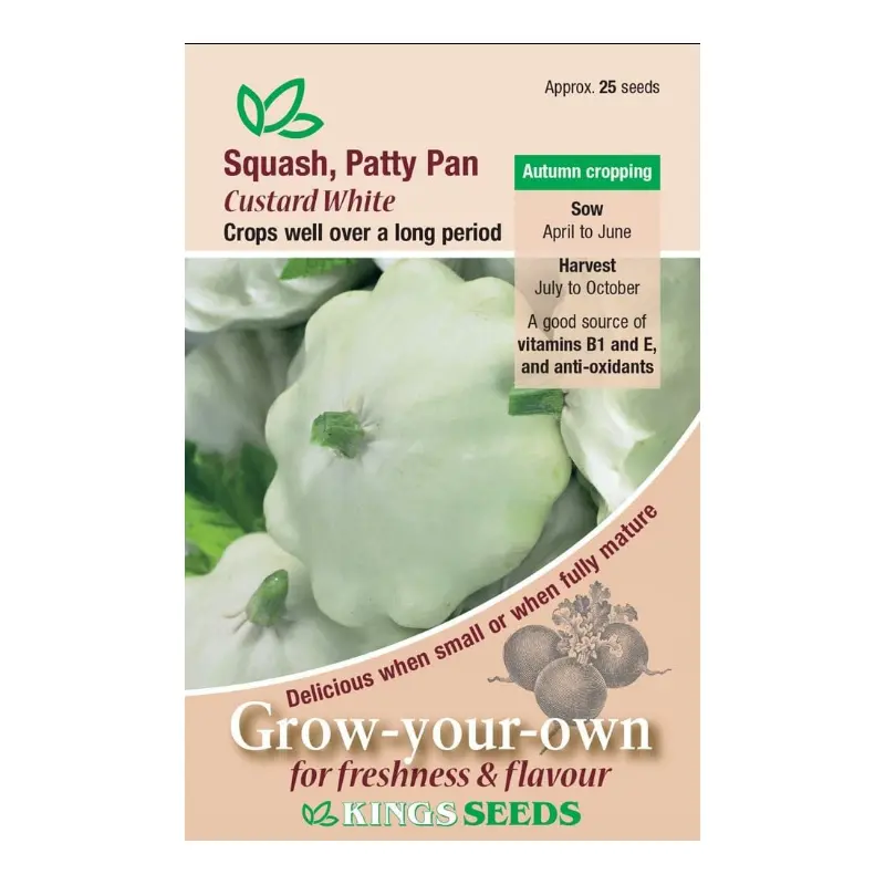 Kings Seeds Squash Patty Pan Custard White 25 Seeds