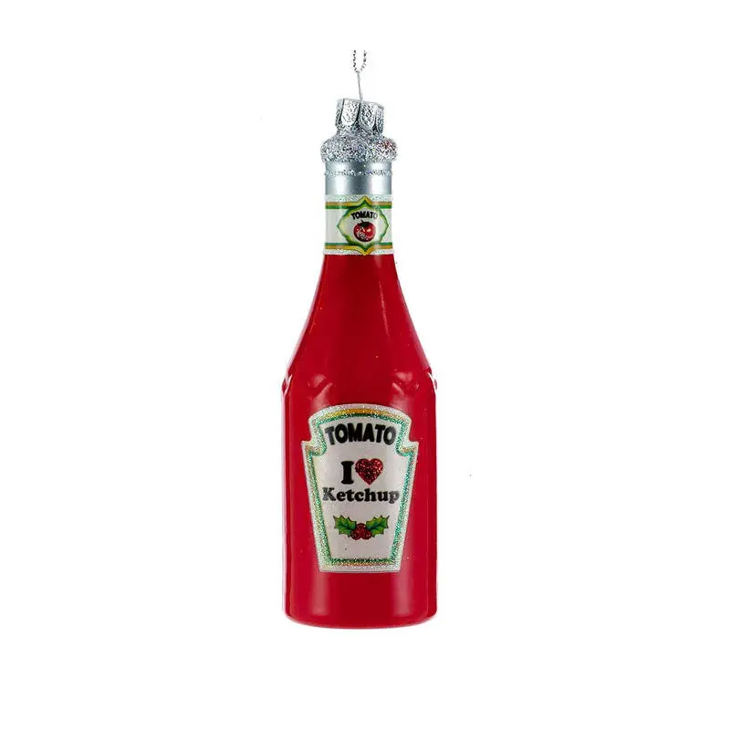 Kurt Adler Glass Ketchup Christmas Ornament, 5.5"