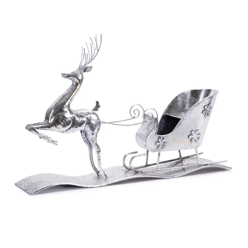 Melrose International, Reindeer W/Sleigh, Iron