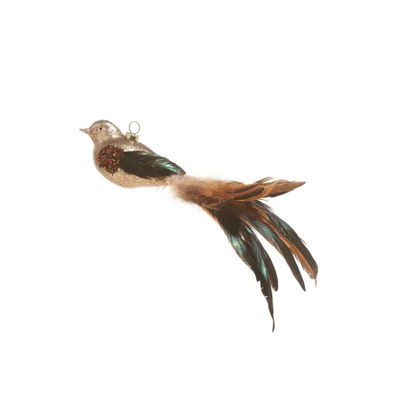 Raz Imports, Mercury Glass Feather Tailed Bird Ornament