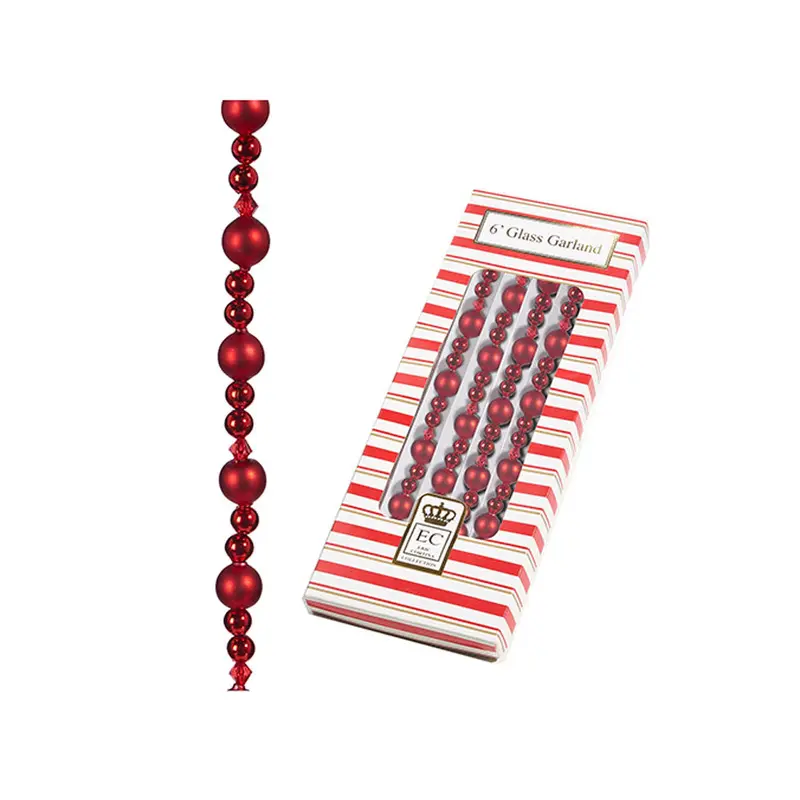 Raz Imports, Red Glass Bead Garland, 6 Ft